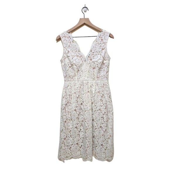 Lulu's Love Swept White Lace Midi Skater Dress With Pockets Sz S - Picture 1 of 10